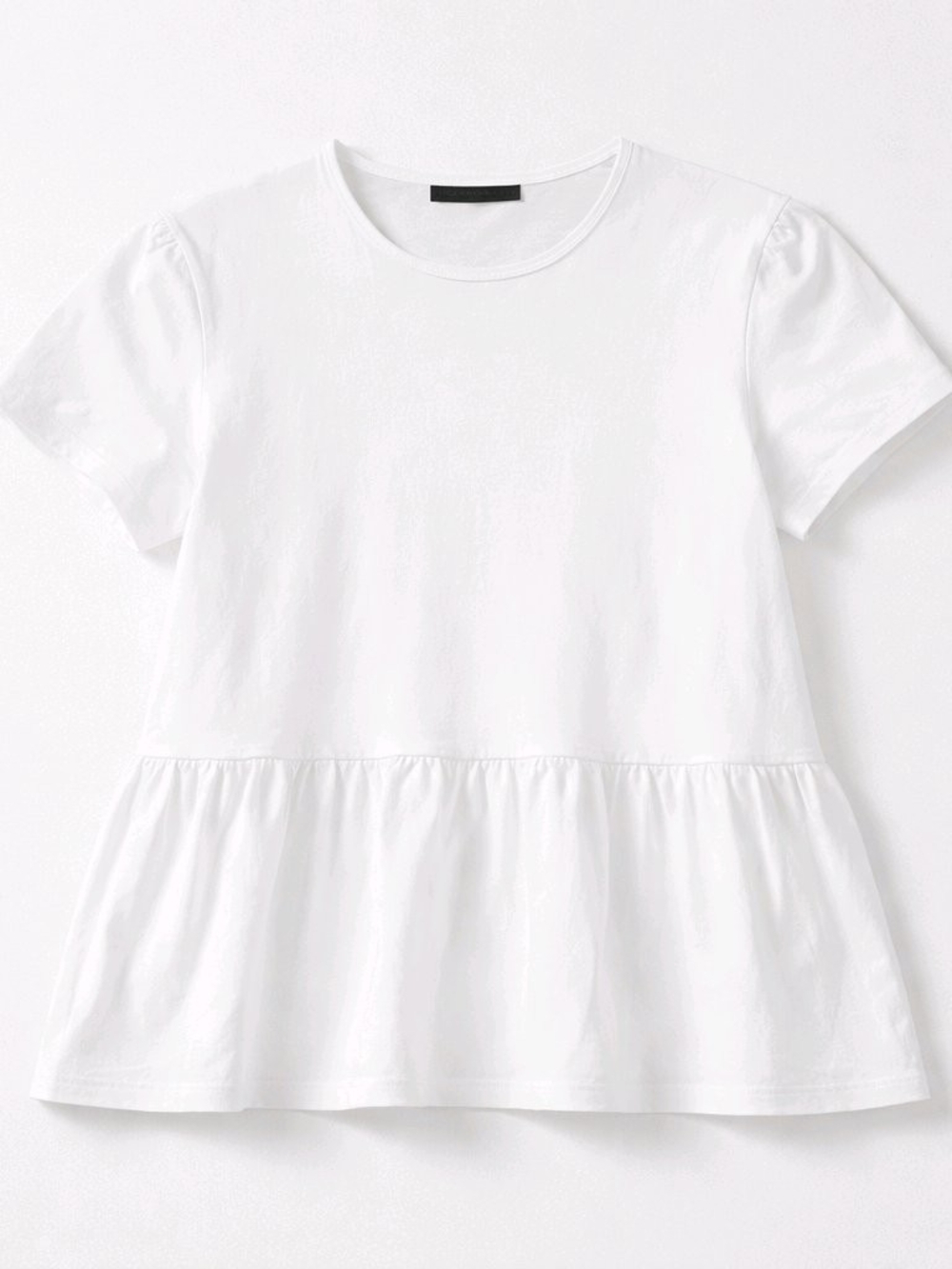 The Row White Cotton Peplum Short Sleeve Tee Top Size L Made in USA